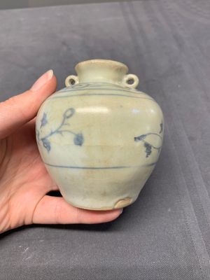 Five Chinese blue and white jarlets and three russet-splashed Longquan celadon jarlets, Yuan/Ming — photo 38