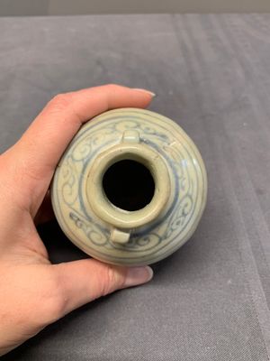 Five Chinese blue and white jarlets and three russet-splashed Longquan celadon jarlets, Yuan/Ming — photo 42
