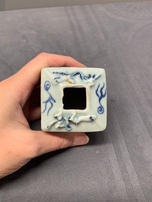 Five Chinese blue and white jarlets and three russet-splashed Longquan celadon jarlets, Yuan/Ming — photo 6