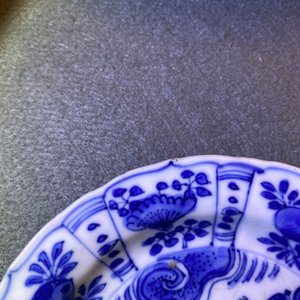 Five Chinese blue and white kraak porcelain dishes with deer and grasshoppers, Wanli — photo 12