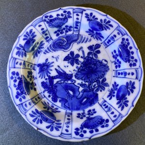 Five Chinese blue and white kraak porcelain dishes with deer and grasshoppers, Wanli — photo 9