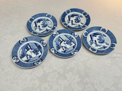 Five Chinese blue and white plates with narrative design, Chenghua mark, 19th C. — photo 1