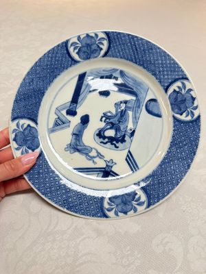 Five Chinese blue and white plates with narrative design, Chenghua mark, 19th C. — photo 14
