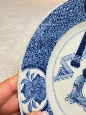Five Chinese blue and white plates with narrative design, Chenghua mark, 19th C. — photo 15