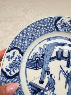 Five Chinese blue and white plates with narrative design, Chenghua mark, 19th C. — photo 4