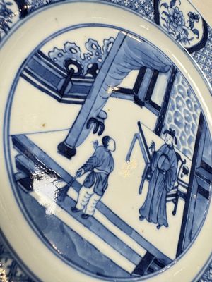 Five Chinese blue and white plates with narrative design, Chenghua mark, 19th C. — photo 7
