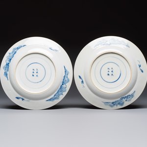Five Chinese blue and white plates with narrative design, Chenghua mark, 19th C. — photo 5