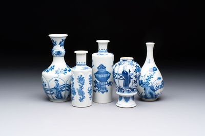 Five Chinese blue and white vases, jade 玉 marks, Kangxi and later