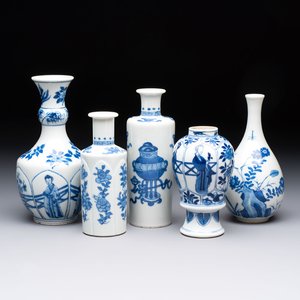 Five Chinese blue and white vases, jade 玉 marks, Kangxi and later — 照片 1