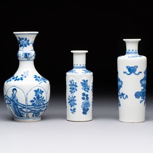 Five Chinese blue and white vases, jade 玉 marks, Kangxi and later — 照片 3