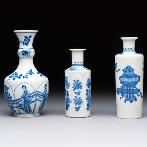 Five Chinese blue and white vases, jade 玉 marks, Kangxi and later — 照片 4