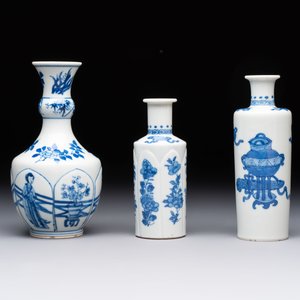 Five Chinese blue and white vases, jade 玉 marks, Kangxi and later — 照片 5