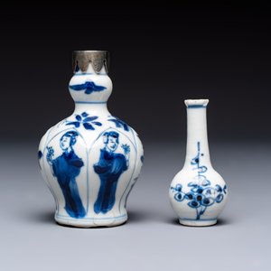 Five Chinese blue and white wares, three silver-mounted, Kangxi — photo 2