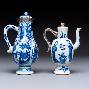 Five Chinese blue and white wares, three silver-mounted, Kangxi — photo 10