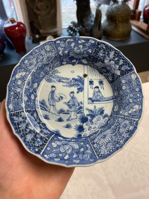 Five Chinese blue and white 'Xi Xiang Ji' plates, Qianlong — foto 6