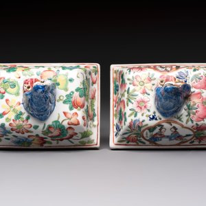 Five Chinese blue, white, famille rose and wucai covers, Kangxi and later — 照片 6