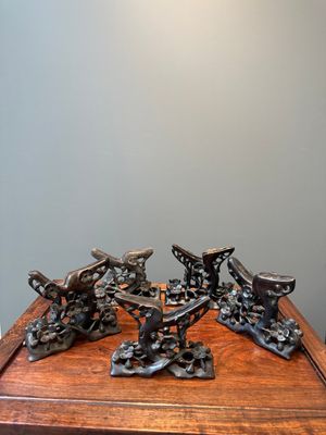 Five Chinese carved mother-of-pearl shells on wooden stands, Canton, 19th C. — 照片 41