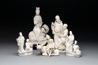 Five Chinese Dehua blanc de Chine groups, 20th C.