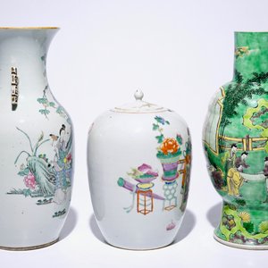 Five Chinese famille rose and verte vases, 19/20th C. — photo 5