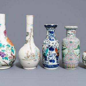 Five Chinese famille rose and verte vases, 19th C. — 照片 2