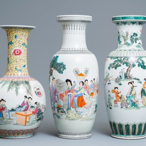 Five Chinese famille rose and verte vases, Republic — photo 2