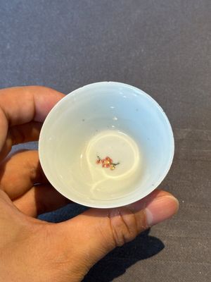 Five Chinese famille rose cups and saucers with horses, birds and flowers, Yongzheng/Qianlong — 照片 14