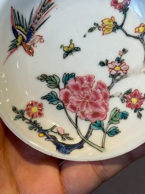 Five Chinese famille rose cups and saucers with horses, birds and flowers, Yongzheng/Qianlong — 照片 42
