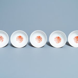 Five Chinese famille rose 'dragon and phoenix' bowls, Guangxu mark and of the period — 照片 6