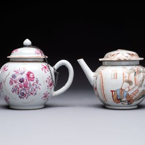 Five Chinese famille rose 'mandarin subject' and floral design teapots, Qianlong — 照片 8