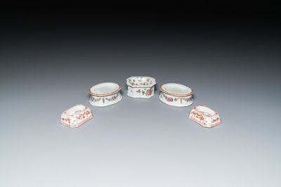 Five Chinese famille rose salts, Qianlong