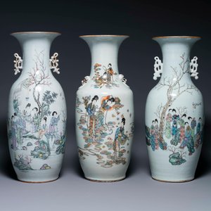 Five Chinese famille rose vases with figural design, 19/20th C. — photo 2