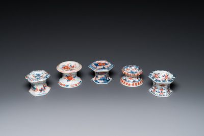 Five Chinese Imari-style salts, Kangxi/Qianlong
