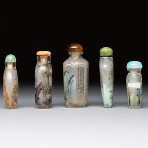 Five Chinese inside-painted snuff bottles, signed Chen Runpu 陈润璞 and Sun Xuecun 孙雪村, 20th C. — photo 3