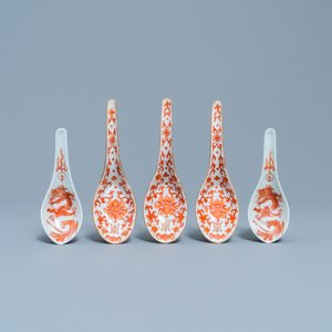 Five Chinese iron red spoons, three of them Daoguang mark and of the period — 照片 2