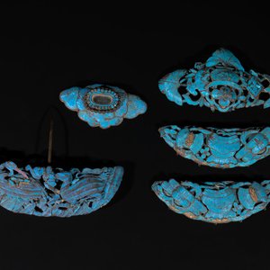Five Chinese kingfisher feather hairpins, 19th C. — photo 1