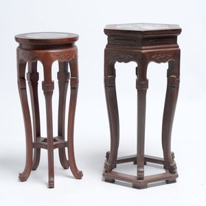 Five Chinese marble-topped hongmu stands, 20th C. — photo 13