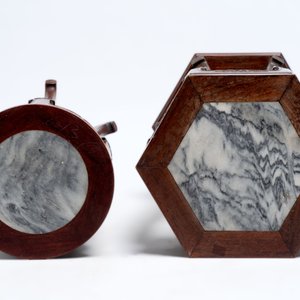 Five Chinese marble-topped hongmu stands, 20th C. — photo 18
