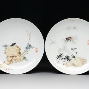 Five Chinese polychrome plates, signed Zou Furen 邹甫仁, dated 1989 — photo 2