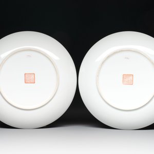 Five Chinese polychrome plates, signed Zou Furen 邹甫仁, dated 1989 — photo 5