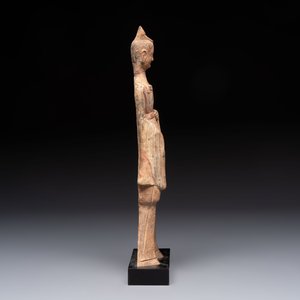 Five Chinese polychrome pottery figures, Sui/Tang/Ming — photo 13