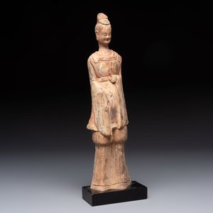 Five Chinese polychrome pottery figures, Sui/Tang/Ming — photo 9