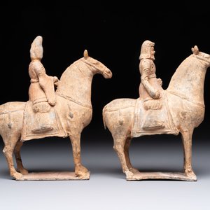 Five Chinese polychrome pottery figures, Sui/Tang/Ming — photo 5