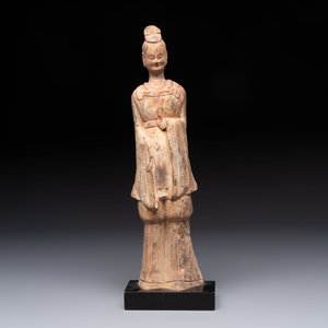Five Chinese polychrome pottery figures, Sui/Tang/Ming — photo 10