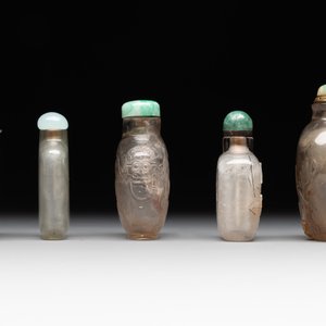Five Chinese rock crystal and needle agate snuff bottles, Qing — foto 3