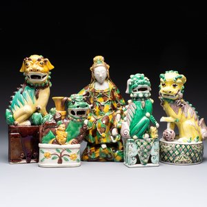 Five Chinese sancai-glazed wares, Kangxi and later — photo 1