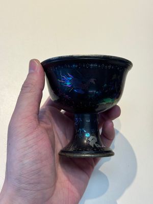 Five Chinese silver-lined laque burgauté stem cups and a bowl, 18th C. — photo 2