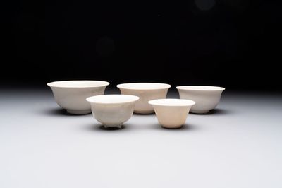 Five Chinese white-glazed 'Hatcher Cargo' shipwreck bowls, Transitional period