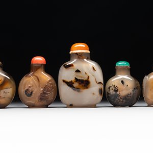 Five fine Chinese agate snuff bottles, Qing — foto 2