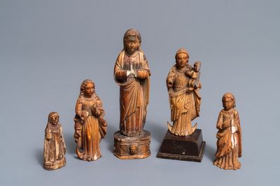 Five Indo-Portuguese carved ivory figures, Goa, 17th C.