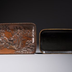 Five Japanese and Japonism bronze wares and three pieces of lacquer ware, 19/20th C. — photo 4